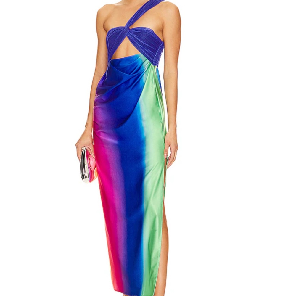 Baobab Collection One Shoulder Dress - Blue, Green, Pink